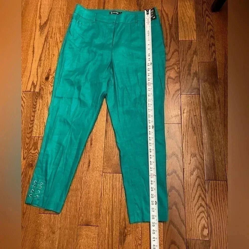 New York Company Linen Blend Modern Fit STRETCH High-Waist ANKLE Sz 14 - Picture 5 of 10